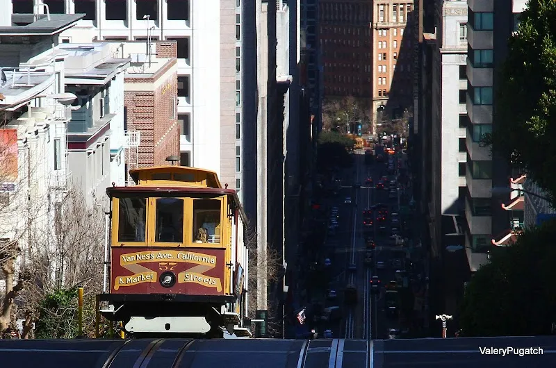 California St & Van Ness Ave transit station in San Francisco, CA