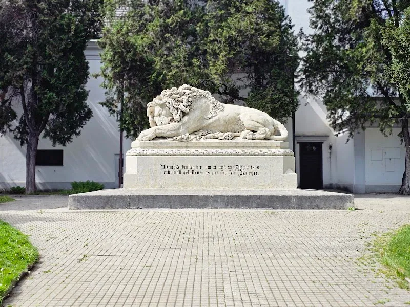 Lion of Aspern historical landmark in Aspern, VIE