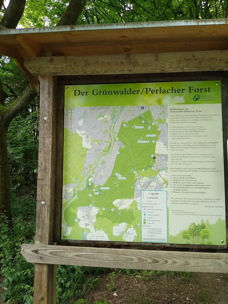 Perlacher Forest north entrance national park in Neubiberg, BY