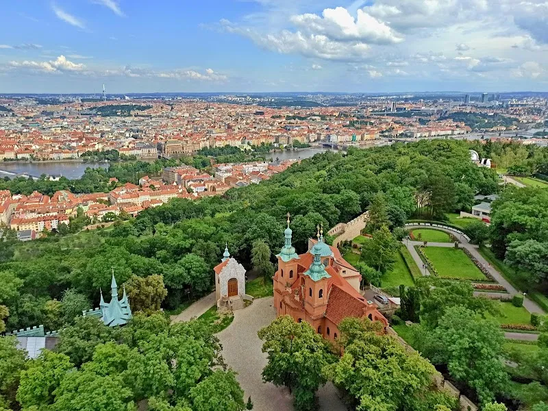 Petřín Gardens park in Hradčany, CZ