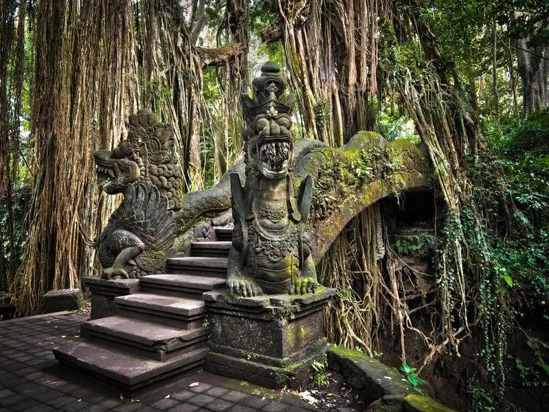 Sacred Monkey Forest Sanctuary nature preserve in Bali, BA