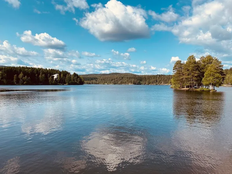 Sognsvann lake beach in Lillomarka, Oslo