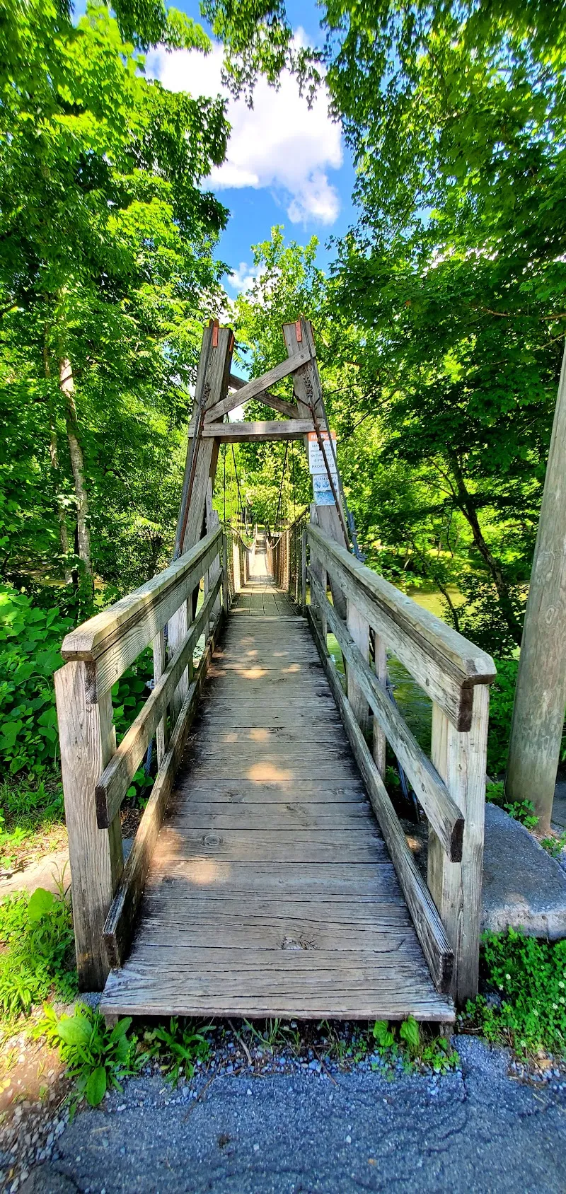 Swinging Bridge historical landmark in Townsend, TN