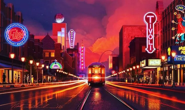 The Delmar Loop tourist attraction in University City, MO